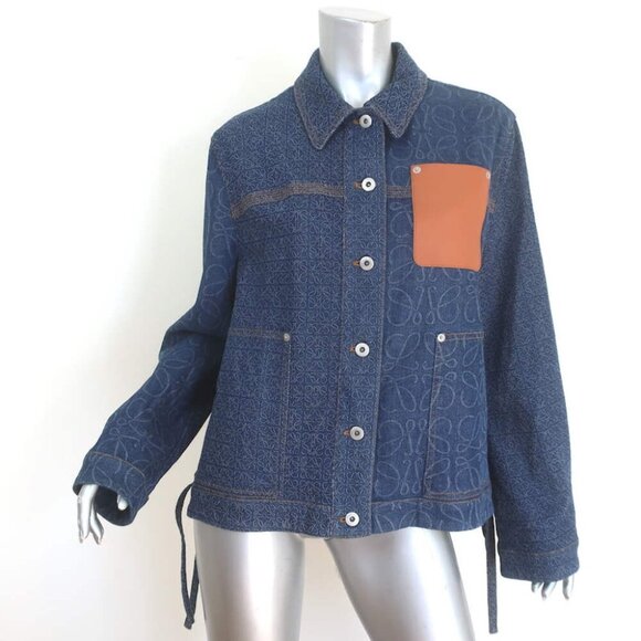 Loewe Jackets & Blazers - Loewe Anagram Workwear Denim Jacket Dark Blue Stretch Cotton Size 36